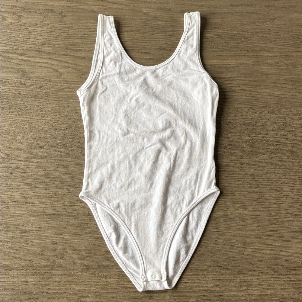 Topshop Tank Bodysuit | White | U-Neck | Size 6 |Stretchy | Staple Piece | NWOT